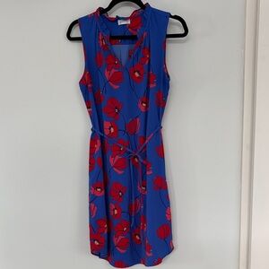 Market & Spruce Blue Dress with Red Floral Pattern